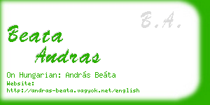 beata andras business card